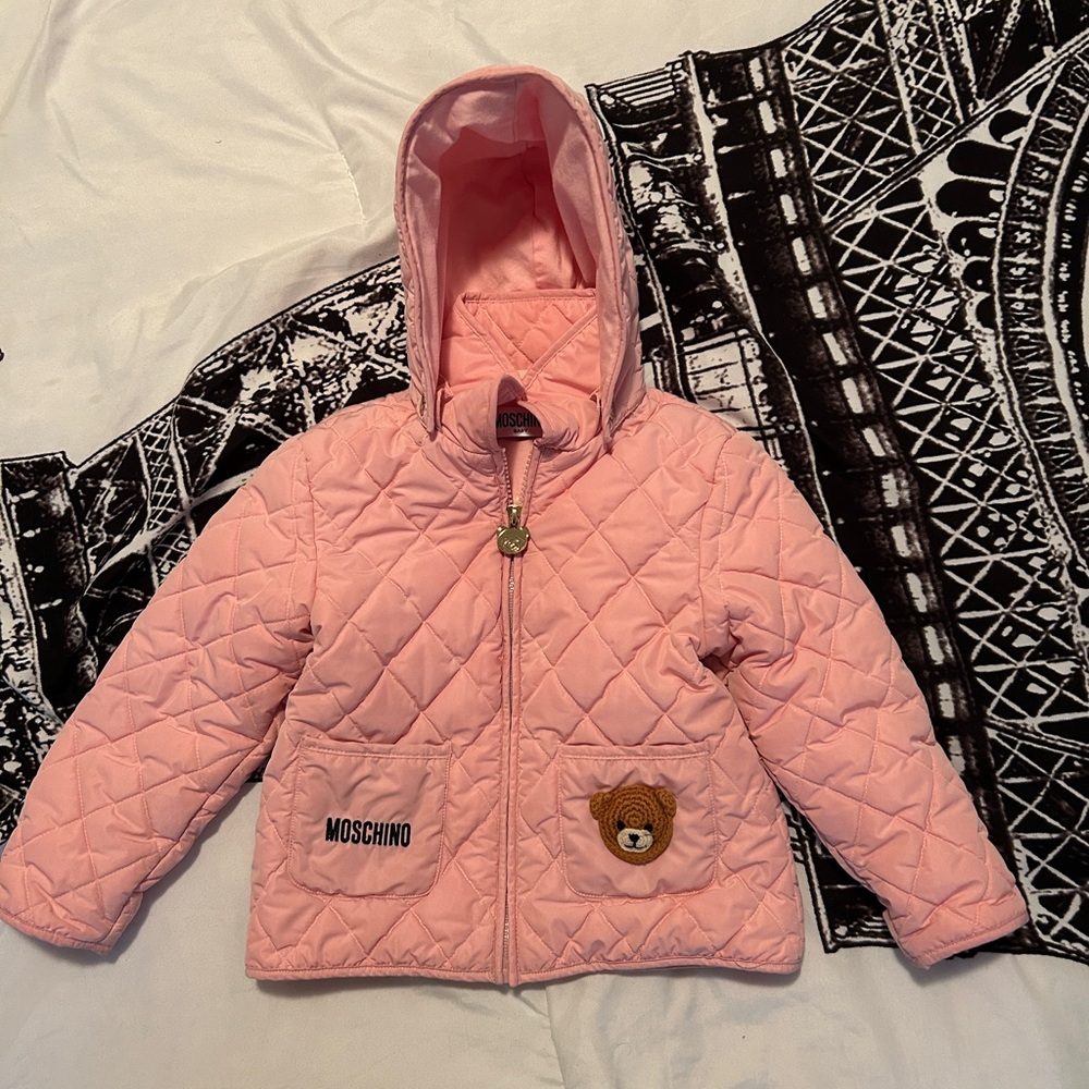 Moschino Pink Quilted Hooded Jacket